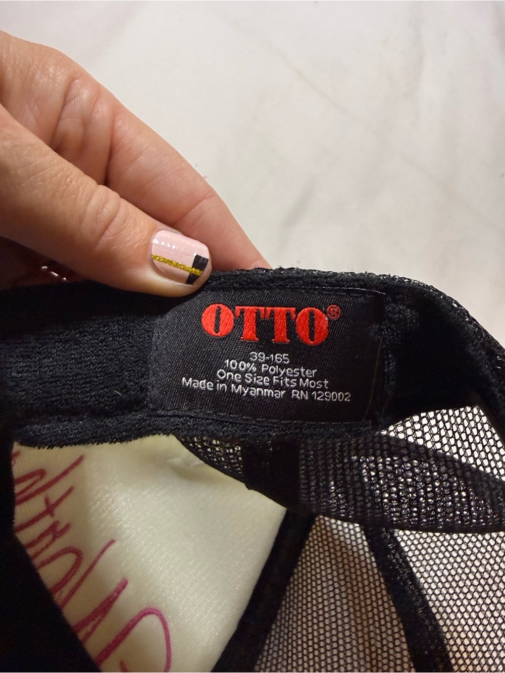 OTTO Black & White Trucker Hat with Pink "Worth It" Script - Picture 4 of 4